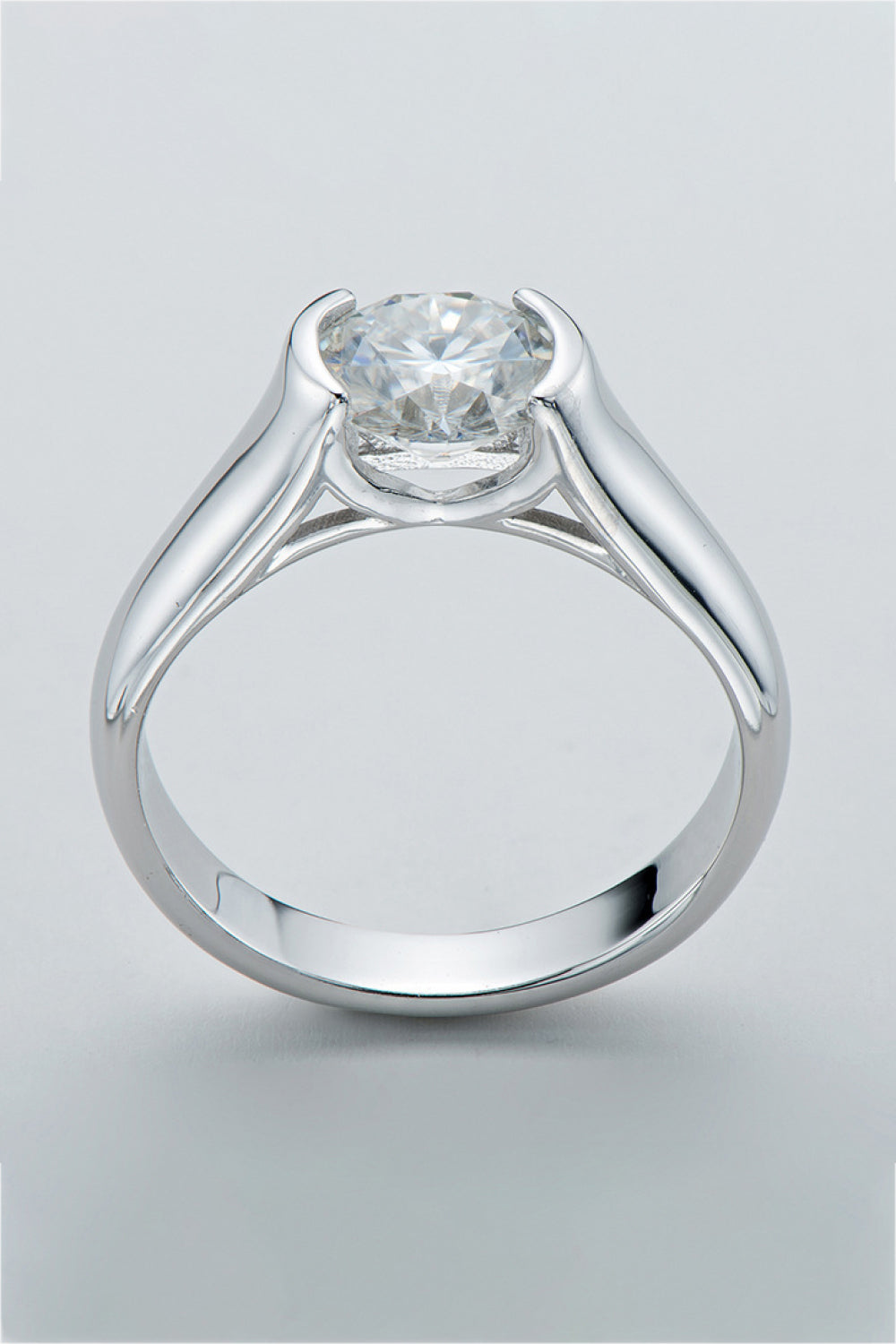 Looking Good 2 Carat Moissanite Platinum-Plated over Sterling SilverRing
