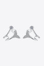Moissanite Fishtail Rhodium-Plated Earrings
