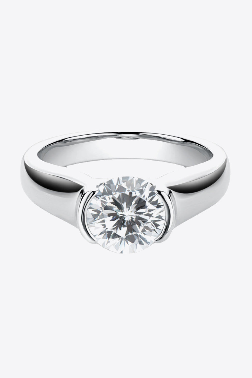 Looking Good 2 Carat Moissanite Platinum-Plated over Sterling SilverRing